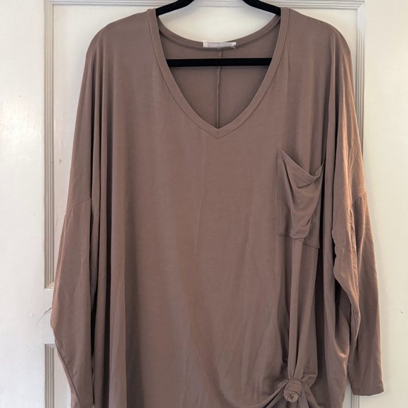 Three Bird Nest Oversized Long Sleeve V neck Dolman T-shirt L - Picture 1 of 4